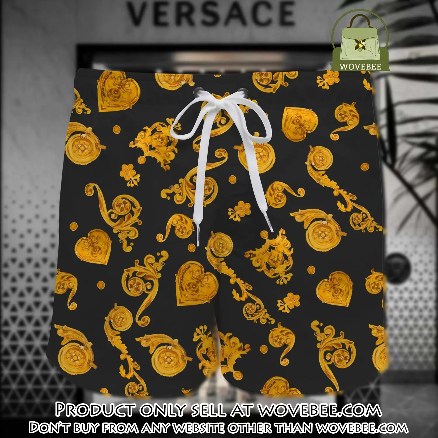 Versace golden black pattern luxury all over print shorts wvb0046864